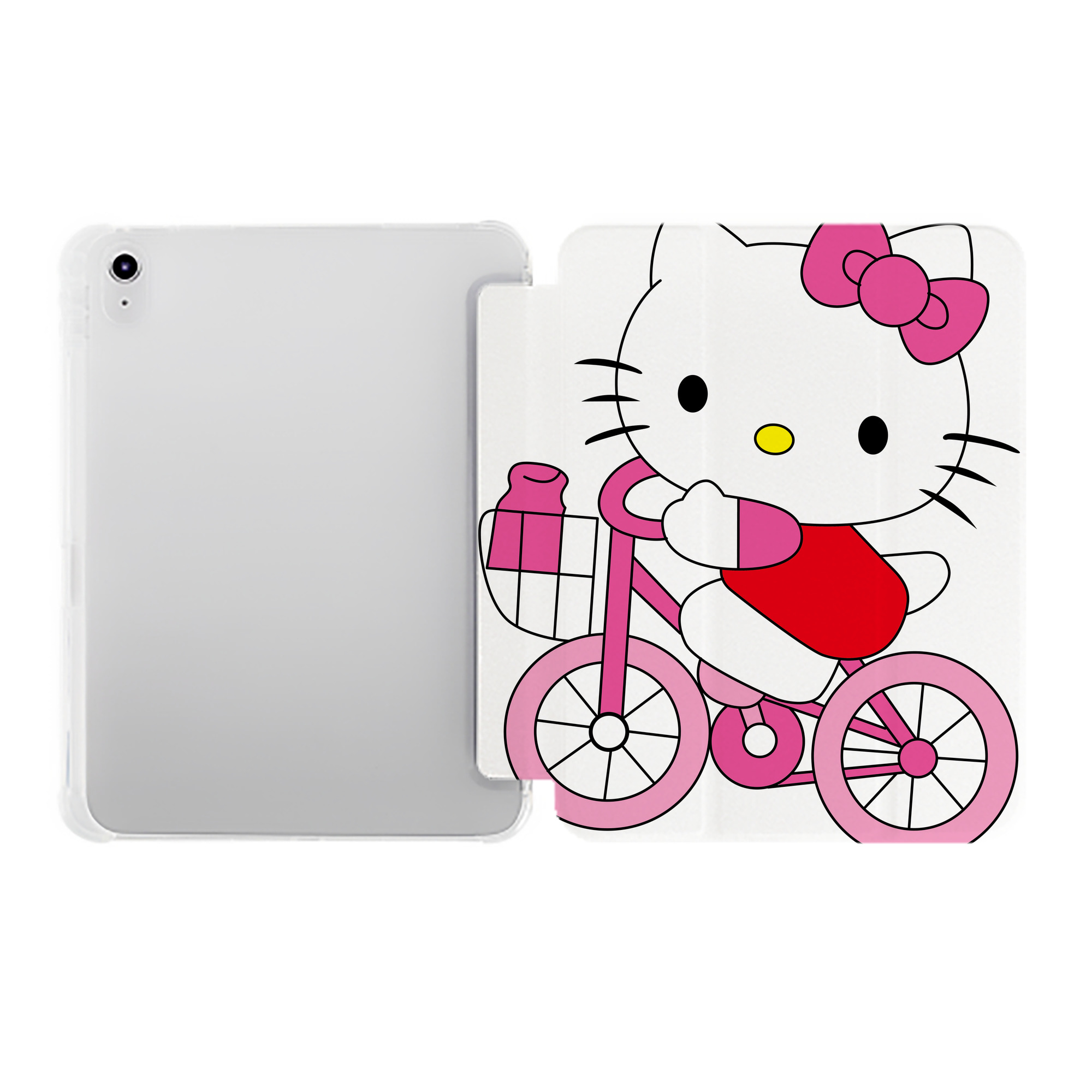 （画像用） Hello Kitty ハローキティ IPad ケース ペン収納付き 三つ折りスタンド PUレザー×シリコン 対応機種9.5/10.5/10.9インチ
